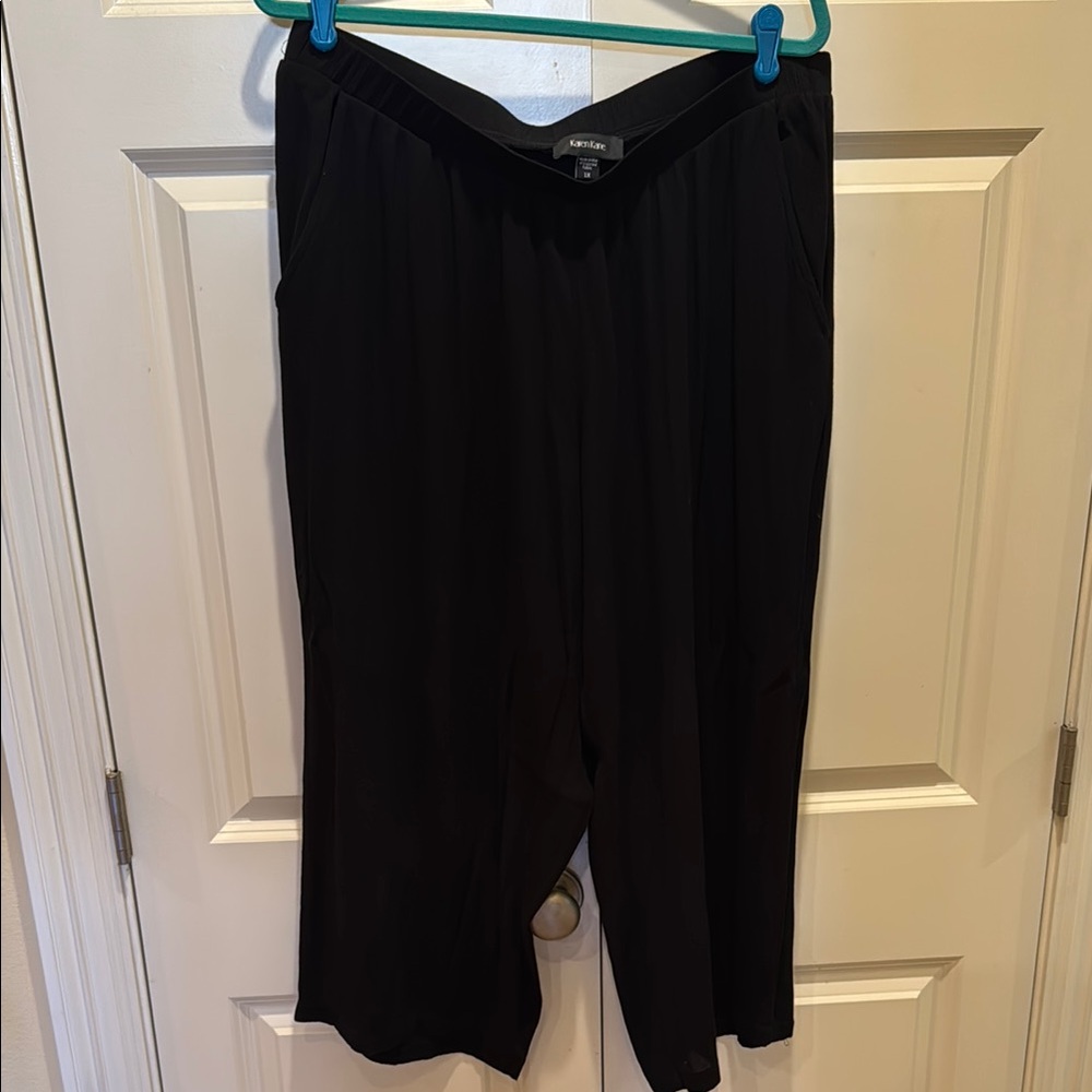 Karen Kane Black Wide Leg Pants with Elastic Waistband